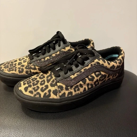 Vans Leopard Print Sneakers - Black and Tan - Picture 1 of 5